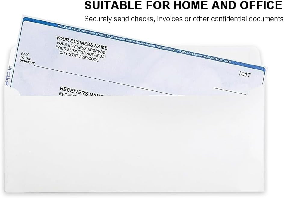 HERKKA #10 Security Self-Seal Envelopes, No.10 Windowless Bussiness Envelopes, Security Tinted with Printer Friendly Design - Size 4-1/8 x 9-1/2 Inch - White - 24 LB - 1000 Pack