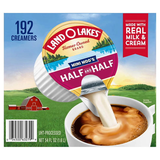 Land O'Lakes Mini Moos Liquid Coffee Creamer Singles, Half and Half, 0.30 fl oz, 192 ct