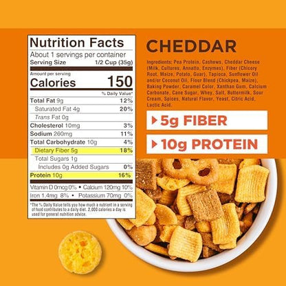 Catalina Crunch Mix Cheddar High Fiber Protein Snack Mix | Grab & Go, Low Carb, Protein Snacks, Keto Friendly 1.85 oz (Pack Of 12)