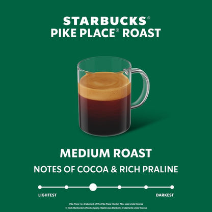 Starbucks by Nespresso Vertuo, Pike Place, Medium Roast Coffee 30-count Coffee Pods, Brews 7.8 oz.