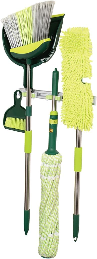 Pine-Sol Broom & Mop Cleaning Set - All-in-One Floor Cleaning Kit with Angled Broom and Dustpan, Twist & Microfiber Mops, Mini Dustpan with Brush, and Wall Mount Storage Rack - 7 Pieces