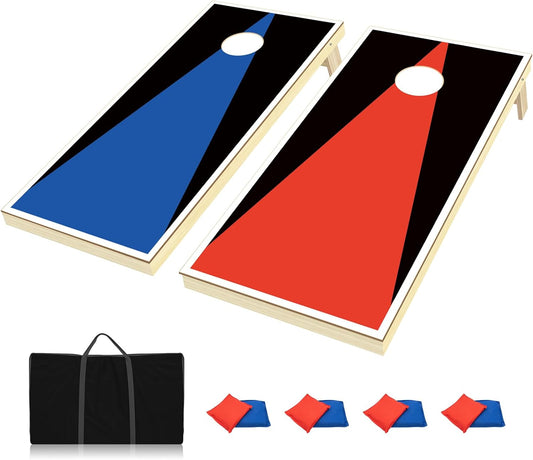Wakefa Cornhole Board Set, 3'x 2'/ 4'x 2' Corn Hole Set, Solid Wood Cornhole Game Outdoor, Corn Holes Outdoor Game, Corn Hole with Bags Regulation Size, Perfect for Lawn Backyard Beach Park