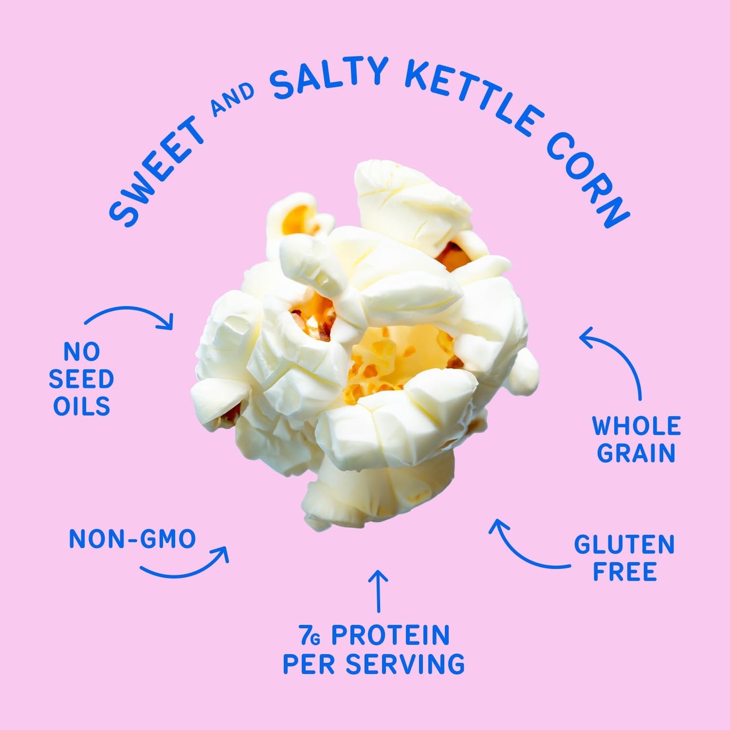 Khloud Protein Popcorn - Sweet & Salty Kettle Corn - 7g Protein Snacks for Adults & Kids - Flavored Popcorn Made with Real Ingredients & Milk Protein Isolate - Non-GMO, Gluten-Free, Kosher - 1oz, 24ct