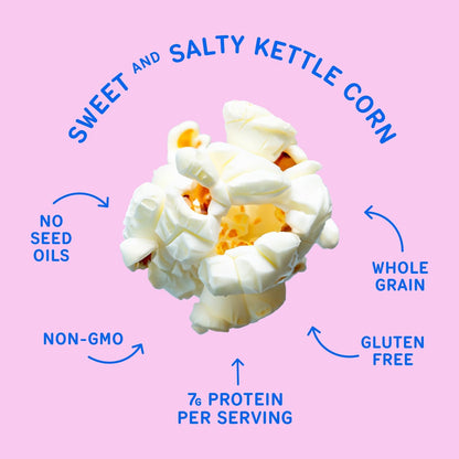 Khloud Protein Popcorn - Sweet & Salty Kettle Corn - 7g Protein Snacks for Adults & Kids - Flavored Popcorn Made with Real Ingredients & Milk Protein Isolate - Non-GMO, Gluten-Free, Kosher - 1oz, 24ct
