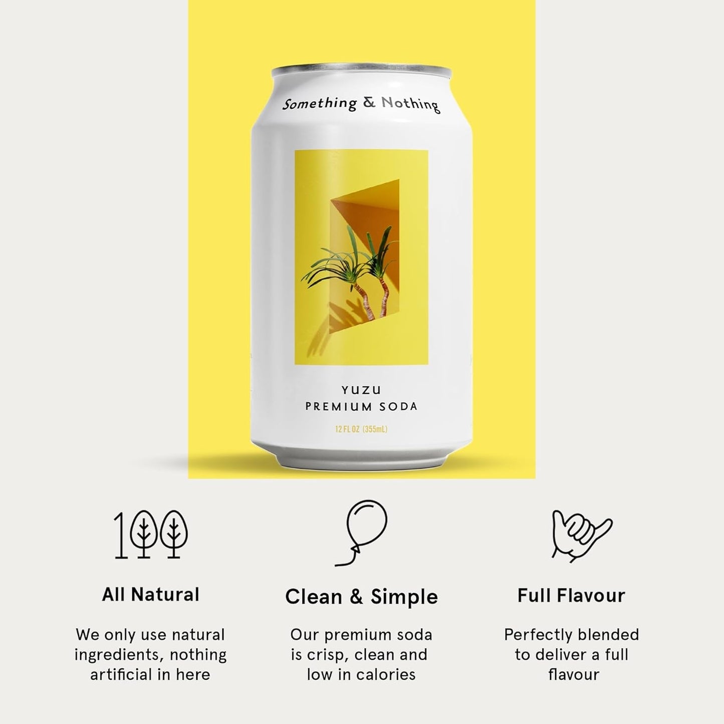 Something & Nothing Yuzu Flavoured Sparkling Water | Lightly Carbonated, Full Flavoured with Added Grape & Lemon Juice | Vegan & Low Calorie Soda | 12 Fl Oz Cans (Pack of 12)