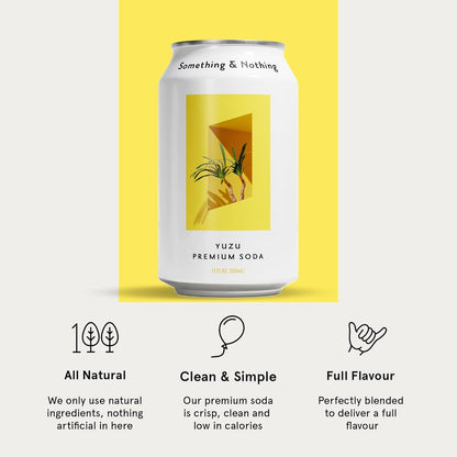 Something & Nothing Yuzu Flavoured Sparkling Water | Lightly Carbonated, Full Flavoured with Added Grape & Lemon Juice | Vegan & Low Calorie Soda | 12 Fl Oz Cans (Pack of 12)