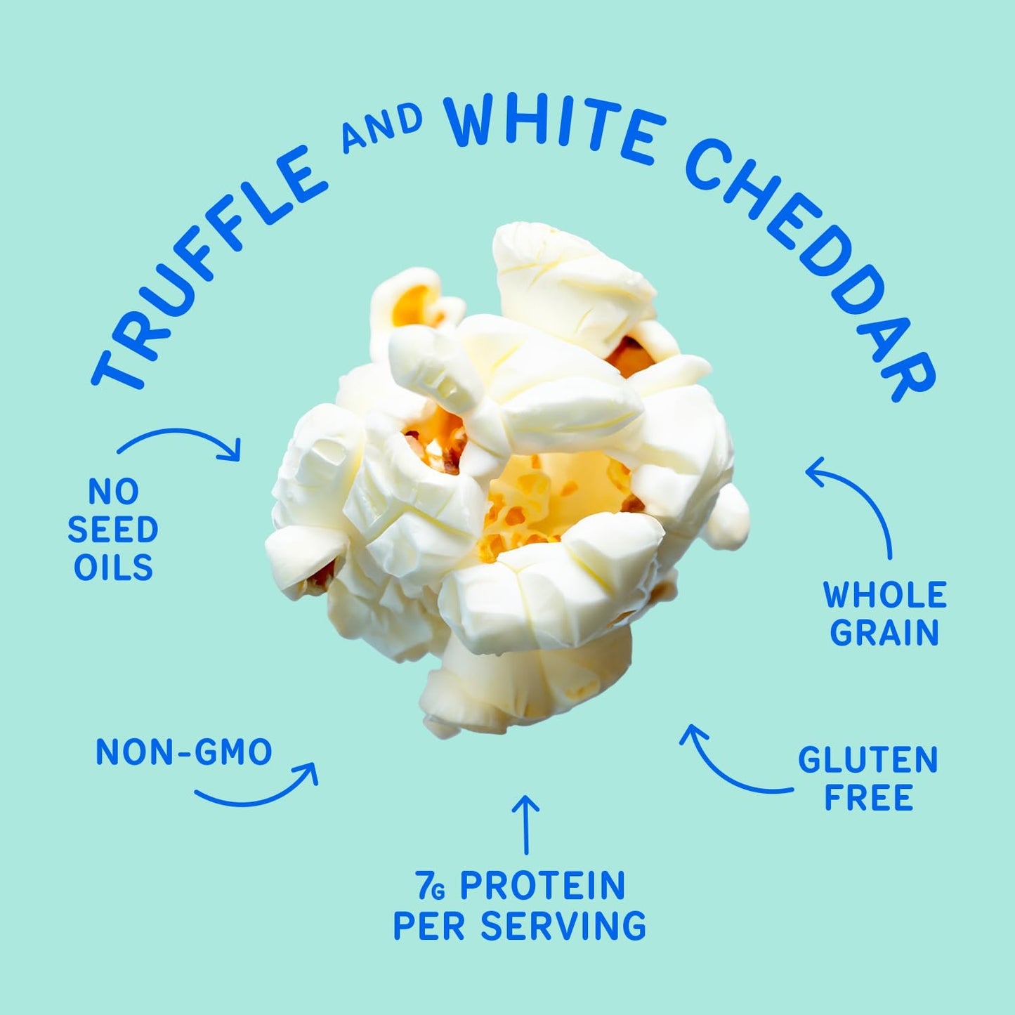 Khloud Protein Popcorn - Truffle & White Cheddar - 7g Protein Snacks for Adults & Kids - Flavored Popcorn Made with Real Ingredients & Milk Protein Isolate - Non-GMO, Gluten-Free, Kosher - 4oz, 12pk