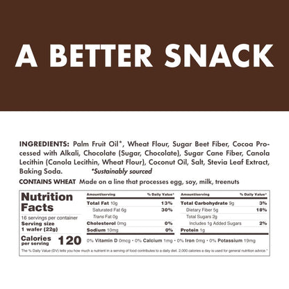 Rip Van Dark Chocolate Wafer Cookies - Healthy Snacks - Non GMO, Keto, Low Carb, Low Sugar (2g), Low Calorie and Vegan, 16 Count