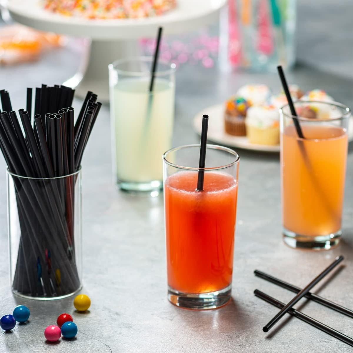 Comfy Package [250 Count] 7.75" High Black Straws, Disposable Plastic Drinking Straws - Black