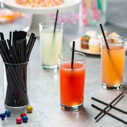 Comfy Package [250 Count] 7.75" High Black Straws, Disposable Plastic Drinking Straws - Black
