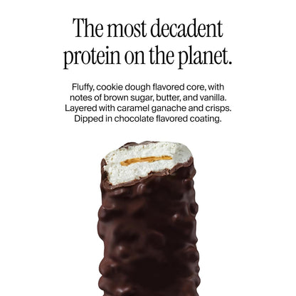 David Bronze High Protein Bars - Cookie Dough Caramel Chocolate Crunch Flavor - 0g of Sugar, Low Carb, Gluten Free - 20g of Protein, 150 Calories - On-The-Go Snack, Pack of 12