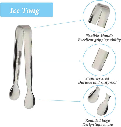 6PCS Ice Tongs Mini Sugar Tongs 4.25Inch Stainless Steel Small Serving Tong, Tiny Kitchen Tong for Appetizers,Tea Party, Coffee Bar, Desserts by Sunenlyst (Silver)