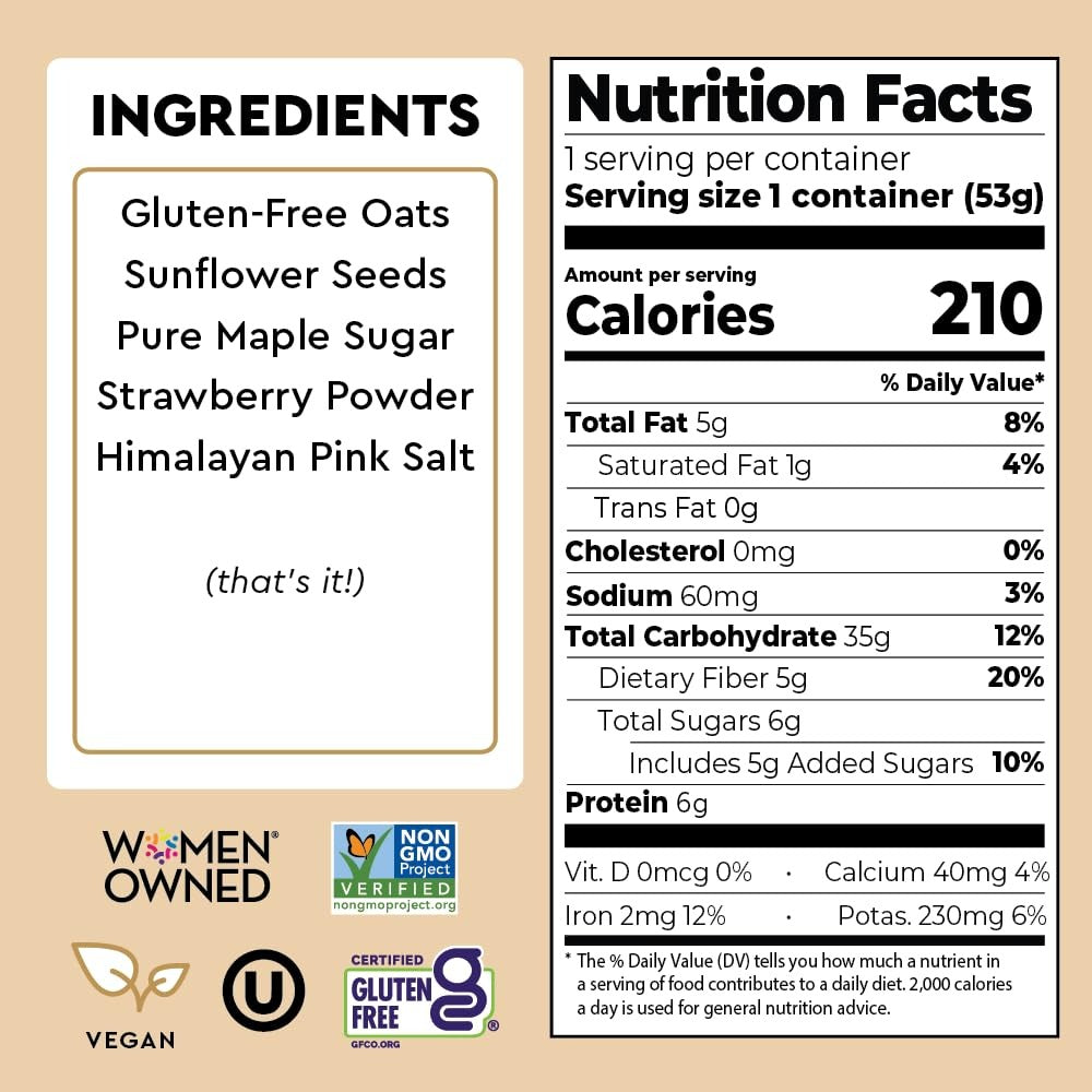 Mylk Labs Maple Strawberry Protein Oatmeal Cups – Whole Grain, Low Sugar Breakfast with Superfoods – Quick & Easy Instant Oatmeal, Non-GMO, Gluten Free, Nut Free (12 Pack)
