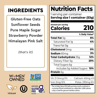 Mylk Labs Maple Strawberry Protein Oatmeal Cups – Whole Grain, Low Sugar Breakfast with Superfoods – Quick & Easy Instant Oatmeal, Non-GMO, Gluten Free, Nut Free (12 Pack)