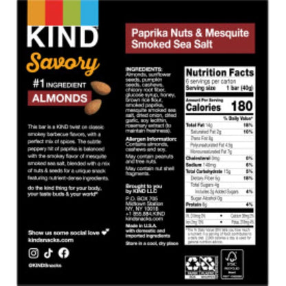 KIND® Bars Savory 18ct Variety Pack (Rosemary, Jalapeno and Paprika), 6g Protein, High Fiber, Gluten Free Snack Bars