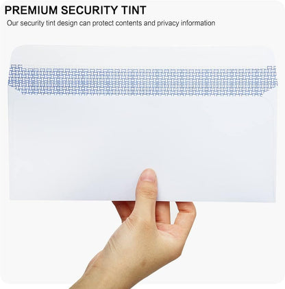 HERKKA #10 Security Self-Seal Envelopes, No.10 Windowless Bussiness Envelopes, Security Tinted with Printer Friendly Design - Size 4-1/8 x 9-1/2 Inch - White - 24 LB - 1000 Pack