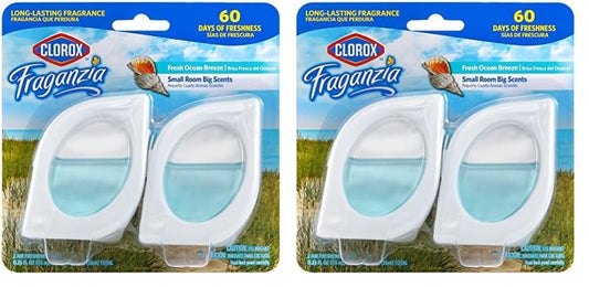 Clorox Fraganzia Small Room Air Freshener in Fresh Ocean Breeze, 2ct | Peel & Place, No-Plug, Battery-Free for Closets, Laundry Room, Entry Way, Bathroom, Locker, 2 Units