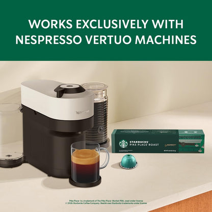 Starbucks by Nespresso Vertuo, Pike Place, Medium Roast Coffee 30-count Coffee Pods, Brews 7.8 oz.