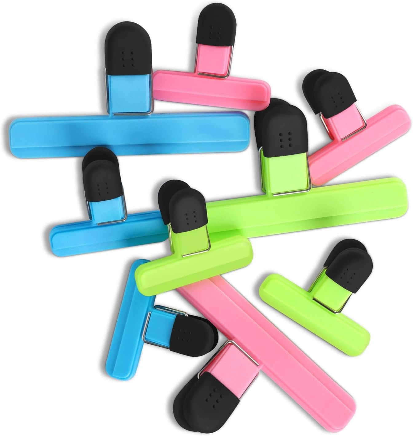 Oualhoo Chip Bag Clips, Wide Open Bag Clips for Food Storage with Heavy Duty Tight Seal Grip, 6 PCS (3 x L, 3 x S)