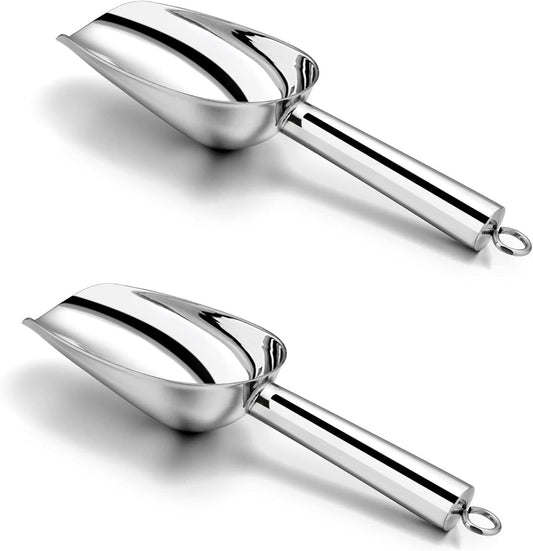 P&P CHEF Mini Scoop Set of 2, Stainless Steel Small Candy Sweet Ice Cube Scoops for Home Bar Buffet Wedding Canisters, Easy Clean & Sturdy, (Silver, 3 Oz)