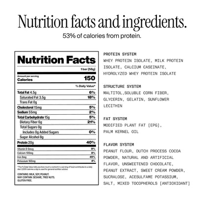 David Bronze High Protein Bars - Peanut Butter Chocolate Crunch Flavor - 0g of Sugar, Low Carb, Gluten Free - 20g of Protein, 150 Calories - On-The-Go Snack, Pack of 12
