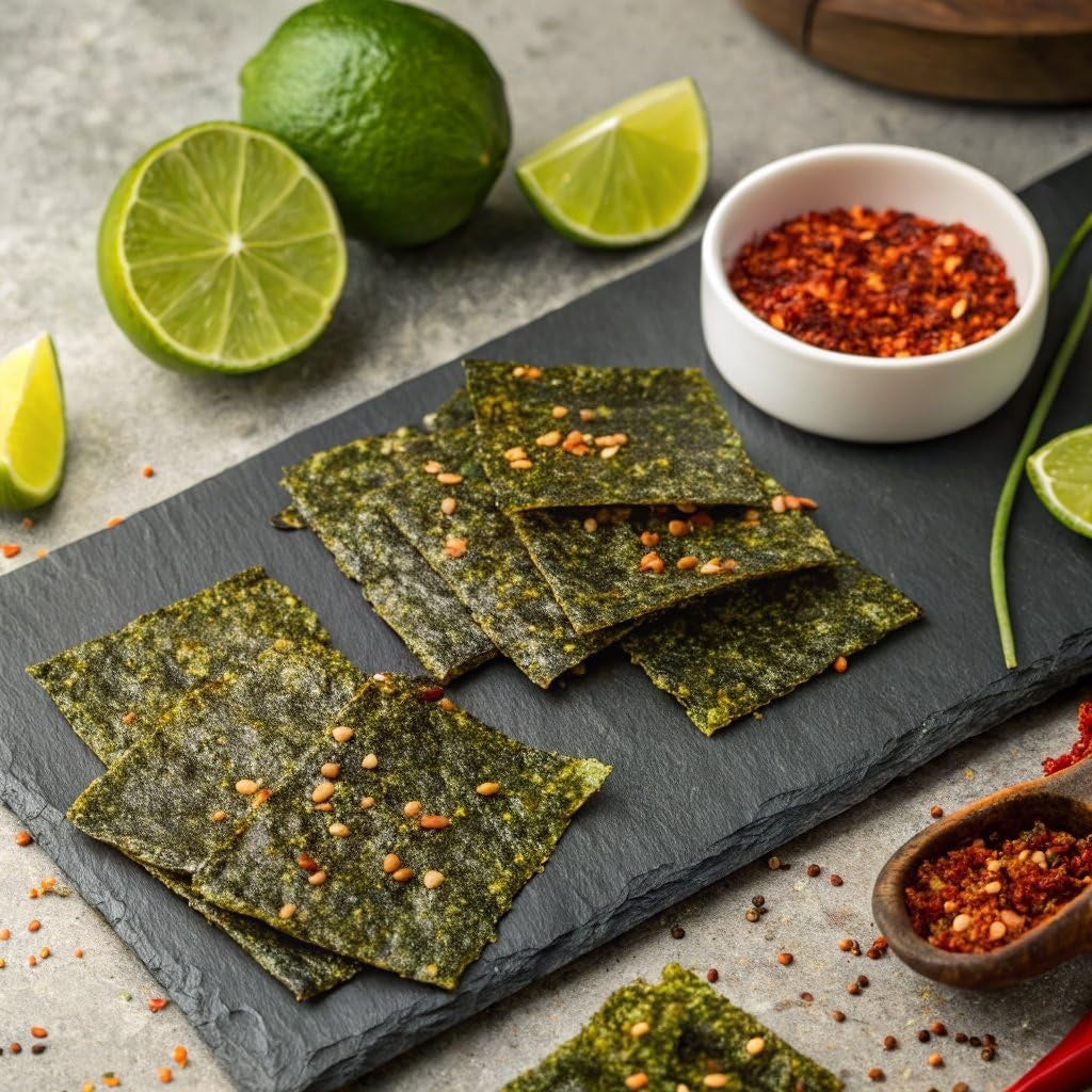 Gimme Seaweed Organic Premium Roasted Seaweed Snacks, Chili Lime, 20 Count, Keto, Vegan, Gluten-Free, Great Source of Omega3s and Iodine, Healthy On-The-Go Snack for Kids and Adults