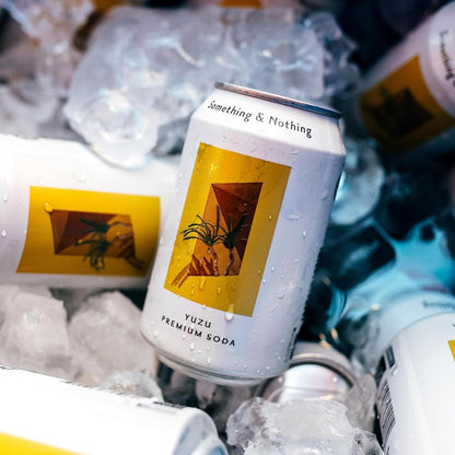 Something & Nothing Yuzu Flavoured Sparkling Water | Lightly Carbonated, Full Flavoured with Added Grape & Lemon Juice | Vegan & Low Calorie Soda | 12 Fl Oz Cans (Pack of 12)