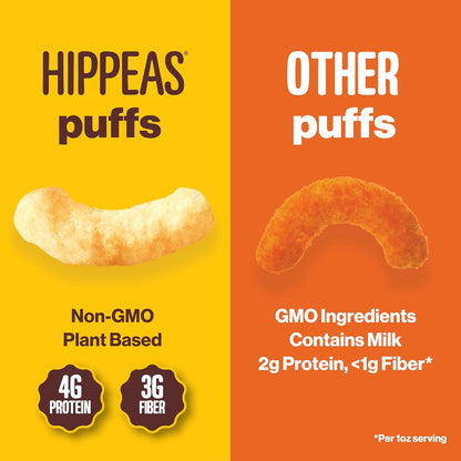 Hippeas Chickpea Puffs, Variety Pack: Groovy White Cheddar, Cheezy Vibes, Barbecue, 0.8 Ounce (Pack of 18), 3g Protein, 2g Fiber, Vegan, Gluten-Free, Crunchy, Plant Protein Snacks