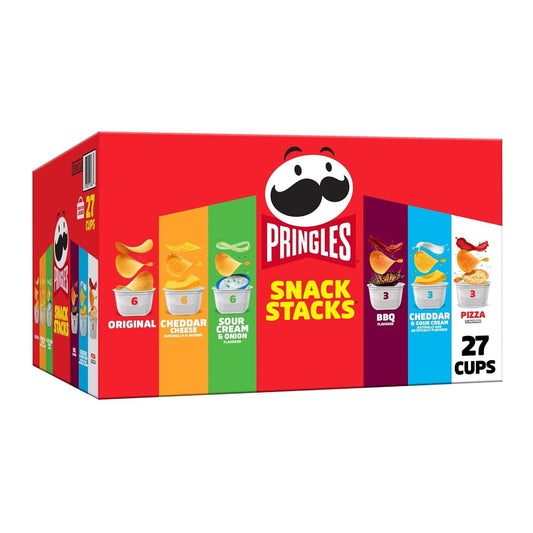 Pringles Potato Crisps Chips, Snack Stacks, Lunch Snacks, Variety Pack (27 Cups)