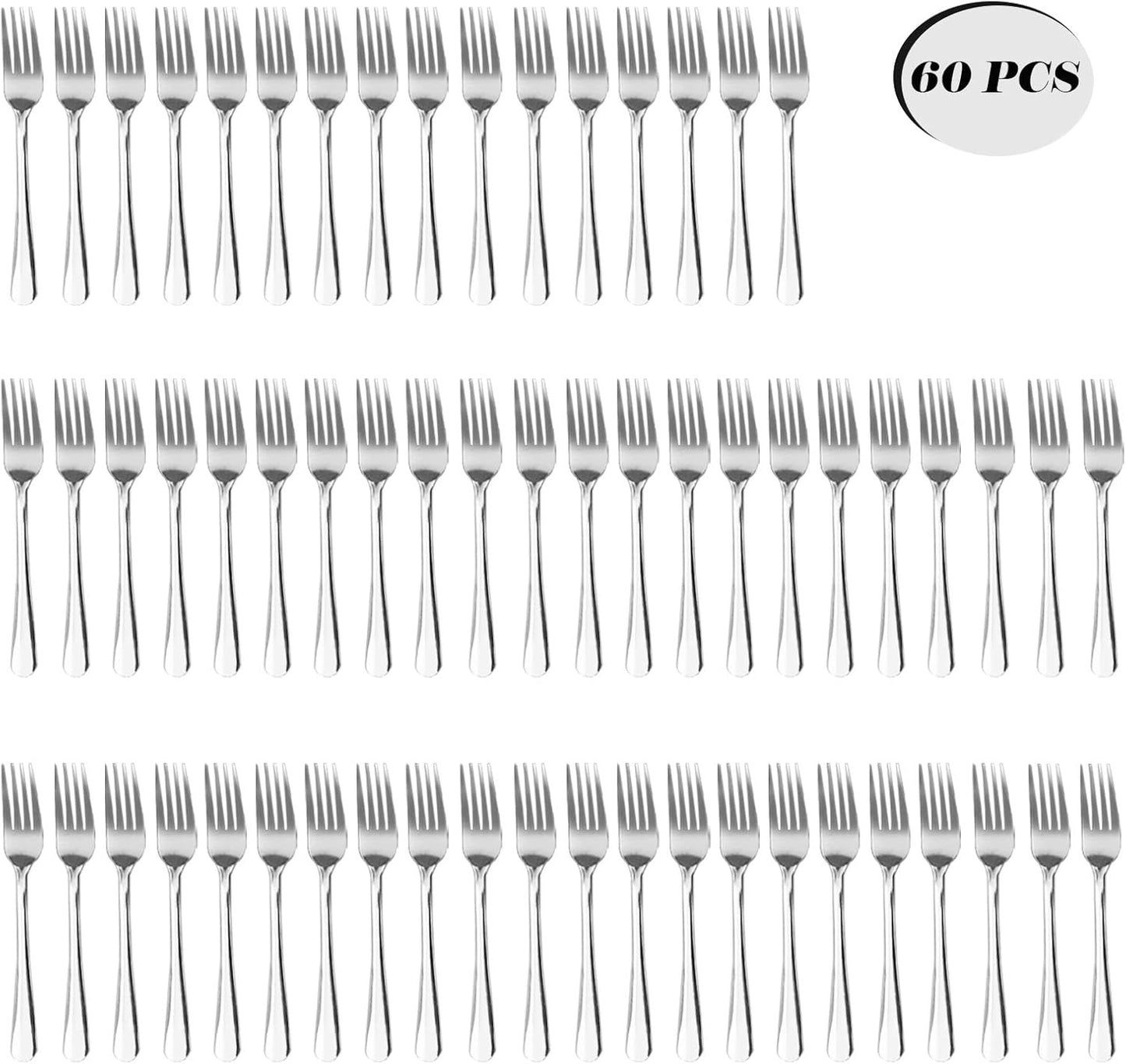 60 PCS Dinner Fork Set - Windsor Stainless Steel Silverware Fork 7.1 Inch with Dishwasher Safe Flatware Forks for 60,Table Forks for Home,Kitchen or Restaurant