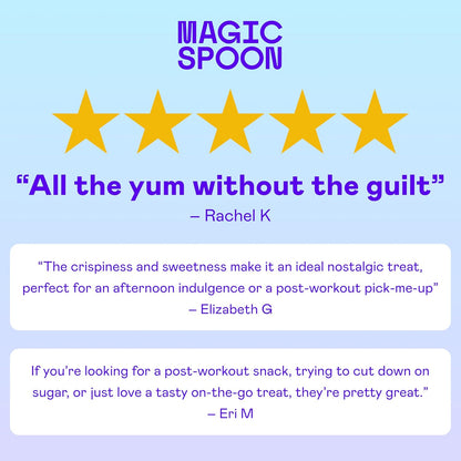 MAGIC SPOON Treats - High Protein Bars, Low Carb, Keto Friendly, 1g of Sugar, Gluten Free, Crispy Treat Cereal Bar, On-The-Go Healthy Snack (4 each of Marshmallow, Chocolate PB, Blueberry Muffin, Double Chocolate)