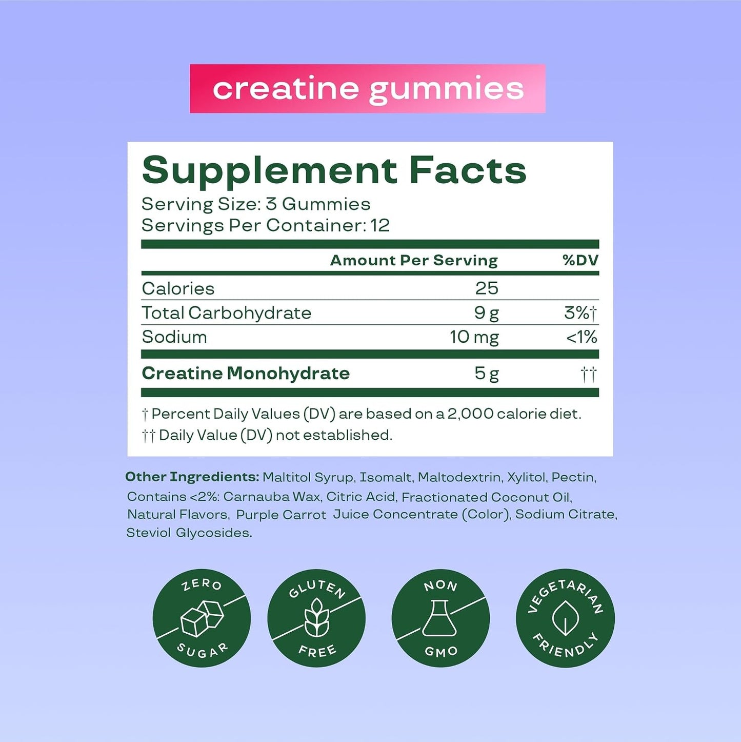 Bloom Nutrition Creatine Monohydrate Gummies, Berry Boost, 12 Servings | 5g Per Serving, Sugar Free Creatine Gummy for Workout, Strength, Cognitive Health & Lean Muscle Support, Gluten Free, Non GMO