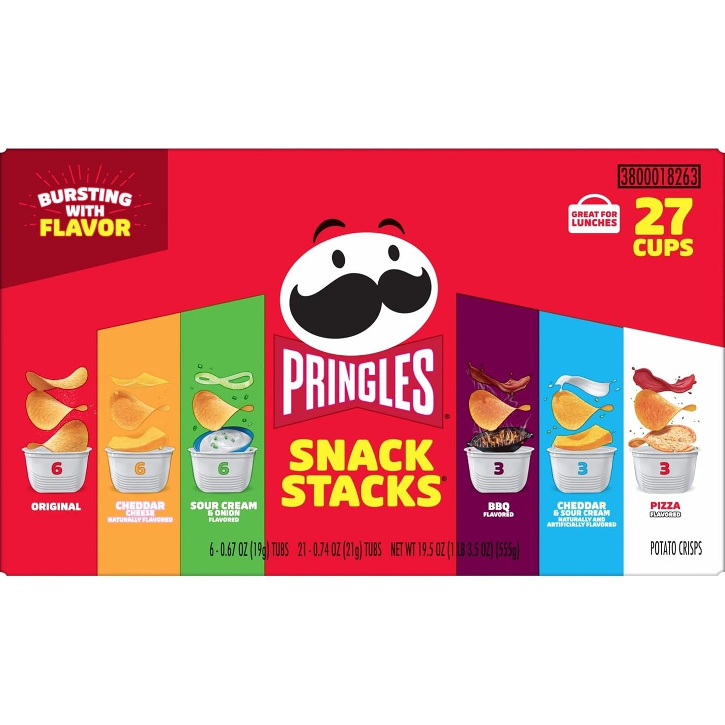Pringles Potato Crisps Chips, Snack Stacks, Lunch Snacks, Variety Pack (27 Cups)
