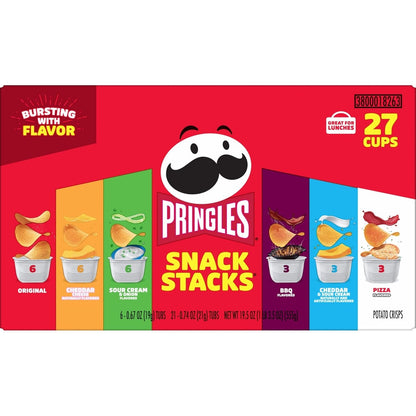 Pringles Potato Crisps Chips, Snack Stacks, Lunch Snacks, Variety Pack (27 Cups)