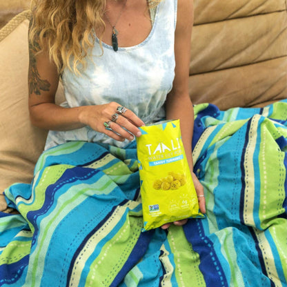 Taali Tangy Turmeric Water Lily Pops (4-Pack) - Roasted Fox Nuts Makhana Snack | Crunchy Indian Healthy Snacks | Protein-rich, Vegan, Gluten Free, Non GMO | 2.3 oz Multi-Serve Bags