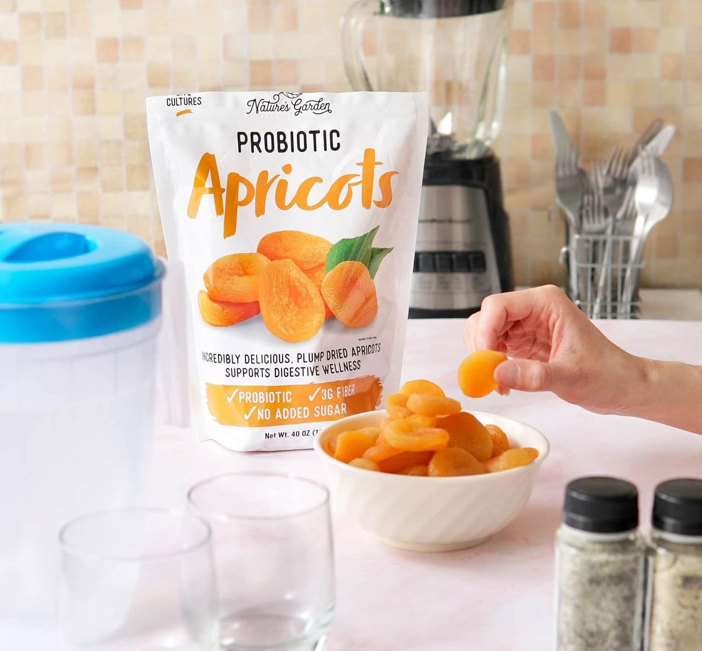 Nature's Garden Probiotic Apricots - Dried Fruit, Plump Dried, Gluten-Free, Dairy-Free, Vegan – Bulk 40 Oz Bag (Pack of 1)