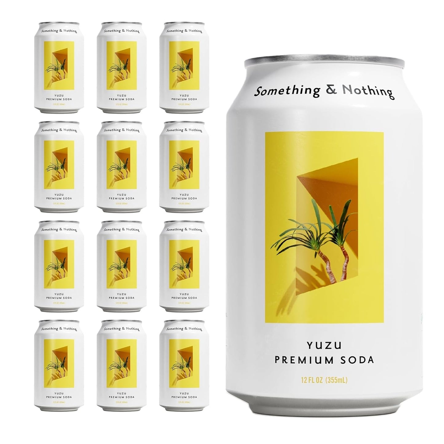 Something & Nothing Yuzu Flavoured Sparkling Water | Lightly Carbonated, Full Flavoured with Added Grape & Lemon Juice | Vegan & Low Calorie Soda | 12 Fl Oz Cans (Pack of 12)