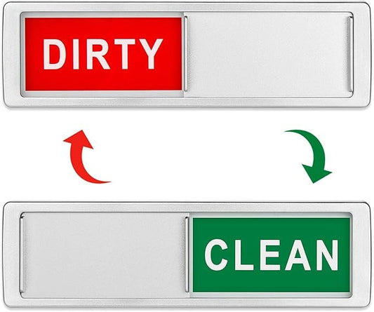 Dishwasher Magnet Clean Dirty Sign Shutter Only Changes When You Push It Non-Scratching Strong Magnet or Adhesive Options Indicator Tells Whether Dishes are Clean or Dirty (Silver)