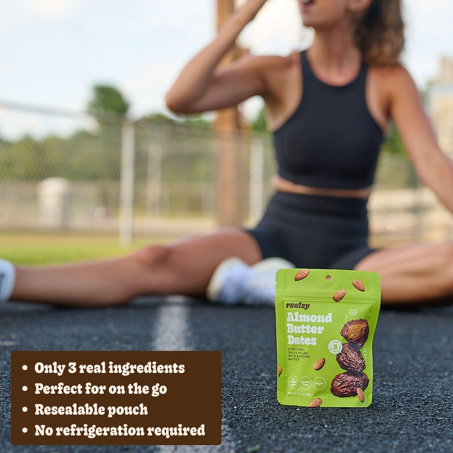 Realsy Almond Butter Filled Medjool Dates, Organic Dates with No Sugar Added, Gluten-Free, Vegan, Good Source of Fiber, Low Glycemic Index, All Natural Healthy Snack, (10 Pack)