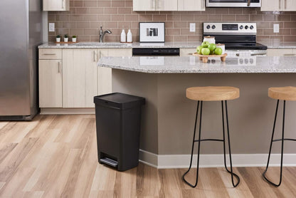 Rubbermaid Premier Series II Step-On Trash Can for Home and Kitchen, with Lid Lock and Slow Close, 12.4 Gallon, Charcoal, for Home/Kitchen/Garage/Apartment/Office