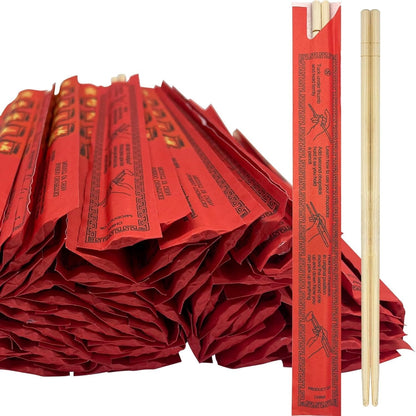 Soeos Disposable Bamboo Chopsticks, 100 Sets, Natural Wooden Chopsticks, Individually Wrapped, Splinter-Free, Lightweight & Durable