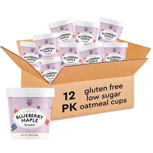 Mylk Labs Blueberry Maple Protein Oatmeal Cups, Whole Grain, Low Sugar, High Fiber Breakfast with Superfoods, Quick & Easy, On the Go, Instant Oatmeal, Rolled Oats, Gluten Free, Vegan, Nut Free, 12 Pack