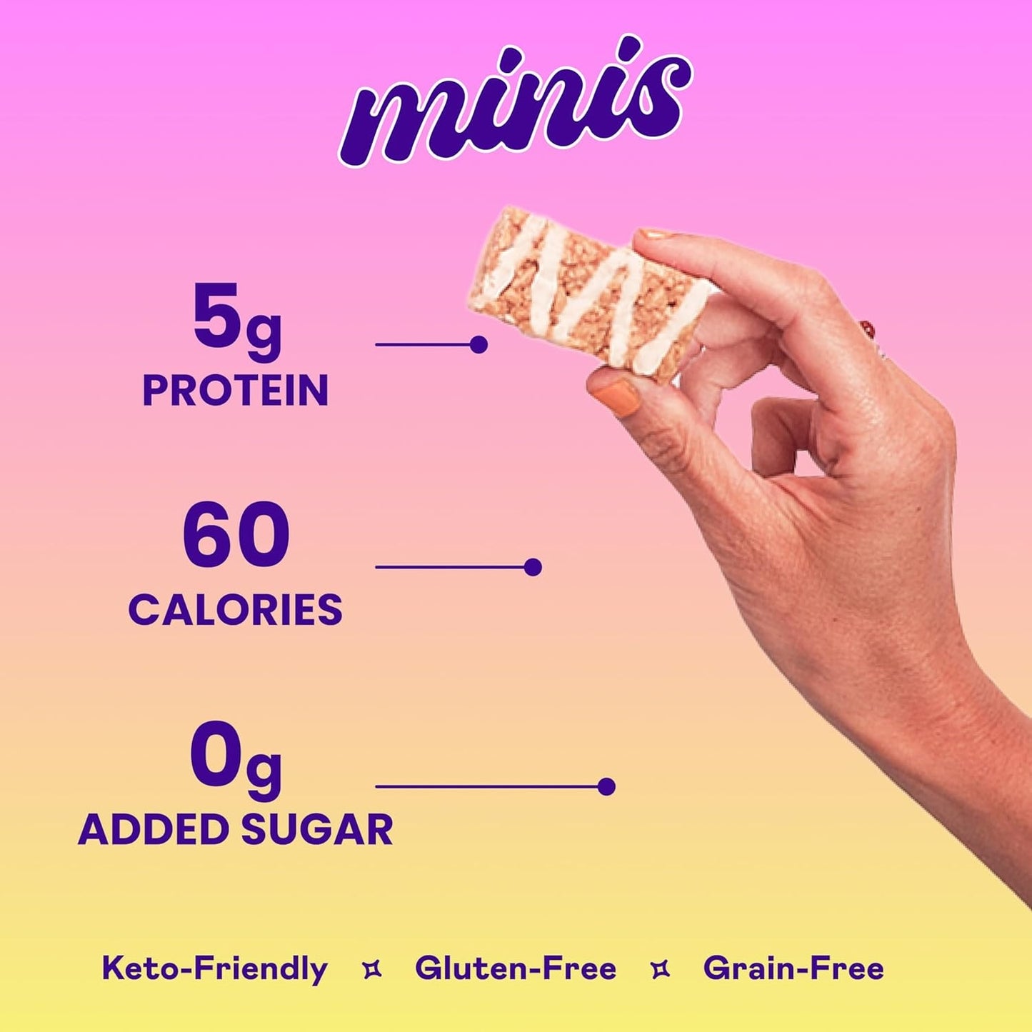MAGIC SPOON Mini Treats - 5g Protein, Low Carb, Keto Friendly, Low Sugar, Gluten Free, Crispy Protein Bar Cereal Bar, On-The-Go Healthy Snack (Marshmallow, 16 Mini Bars)