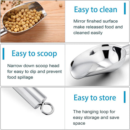 P&P CHEF Mini Scoop Set of 2, Stainless Steel Small Candy Sweet Ice Cube Scoops for Home Bar Buffet Wedding Canisters, Easy Clean & Sturdy, (Silver, 3 Oz)