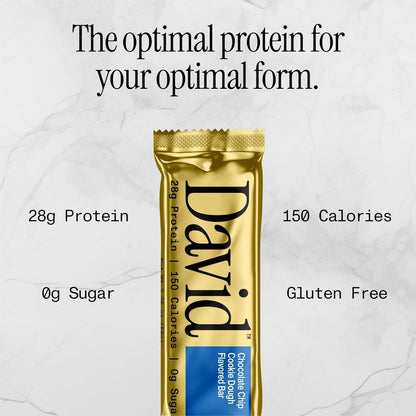 David Protein Bar, David Favorites, 60 Protein Bars | 28g of Protein | 150 Calories | 0g of Sugar - High Protein, Low Carb, Gluten Free Protein Bar, Pack of 60