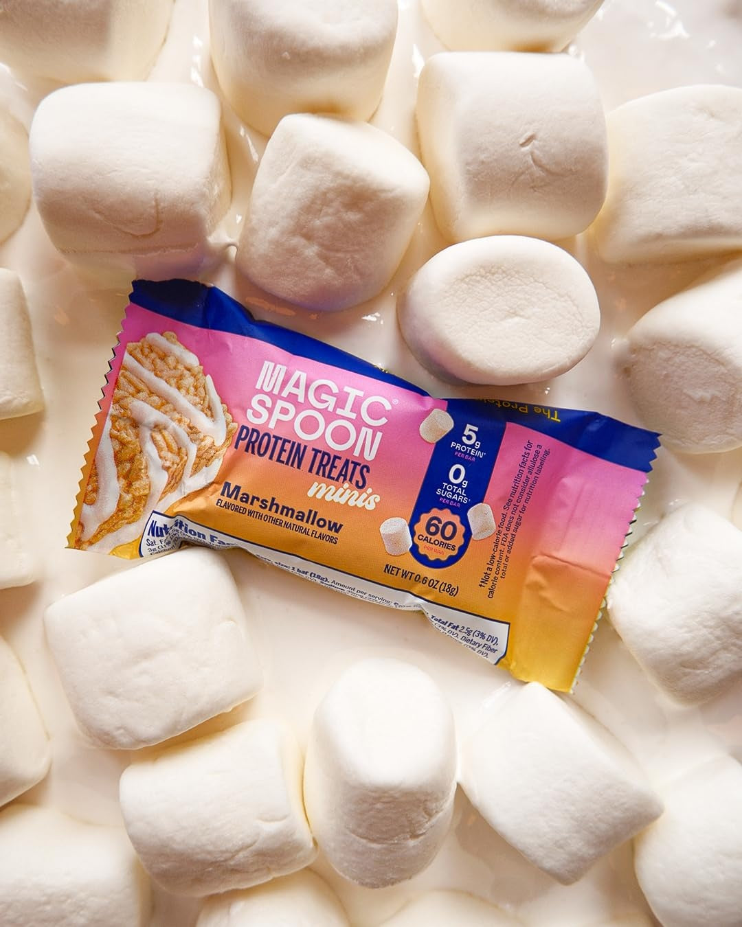 MAGIC SPOON Mini Treats - 5g Protein, Low Carb, Keto Friendly, Low Sugar, Gluten Free, Crispy Protein Bar Cereal Bar, On-The-Go Healthy Snack (Marshmallow, 16 Mini Bars)