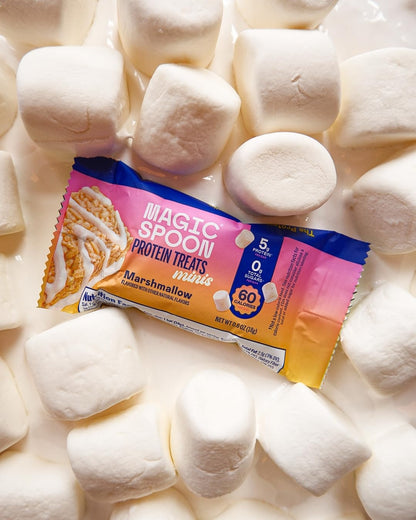 MAGIC SPOON Mini Treats - 5g Protein, Low Carb, Keto Friendly, Low Sugar, Gluten Free, Crispy Protein Bar Cereal Bar, On-The-Go Healthy Snack (Marshmallow, 16 Mini Bars)