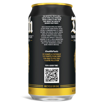 Liquid Death Sparkling Mountain Water, Real Mountain Source, Ice-Cold Cans, Infinitely Recyclable, 12 Fl Oz (Pack of 12)
