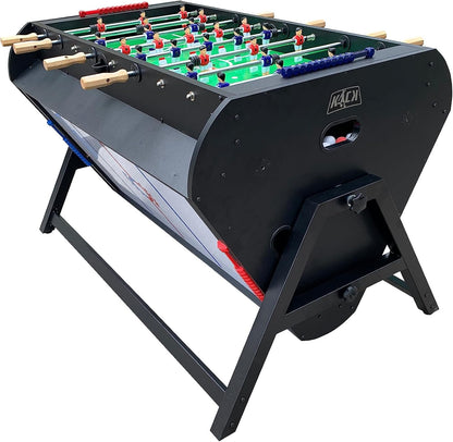 KICK Triplex 55″ Telescopic Rods 3-in-1 Swivel Multi Game Table - Combo Game Table Set - Billiards, Air-Hockey and a Foosball for Home, Game Room, Friends and Family!
