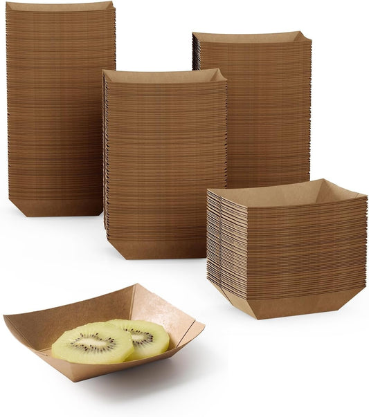 JOLLY CHEF 250 Pack 1/4 Lb Paper Food Trays, Mini Disposable Boat, Paper Food Serving Tray for Snack Dessert Taco Nacho (Tiny)